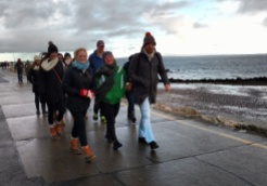 Our liaison to the Center for Irish Studies, graduate student Michael Lydon, leads students on a walk along the Salthill Promenade.